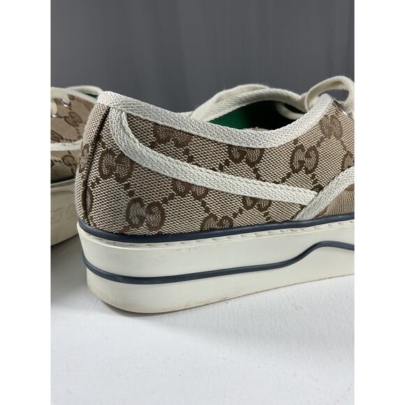 Gucci 'Gg' Brown Textile Tennis Sneakers Size 8 - Picture 16 of 16